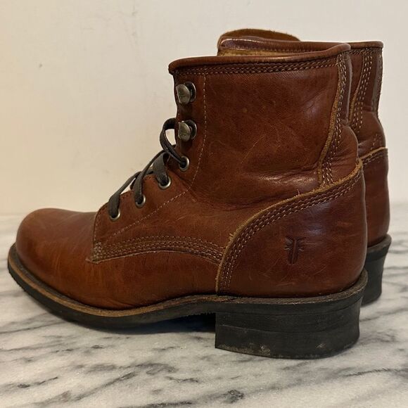 Frye and company  cognac brown leather lace up ankle booties main image 7
